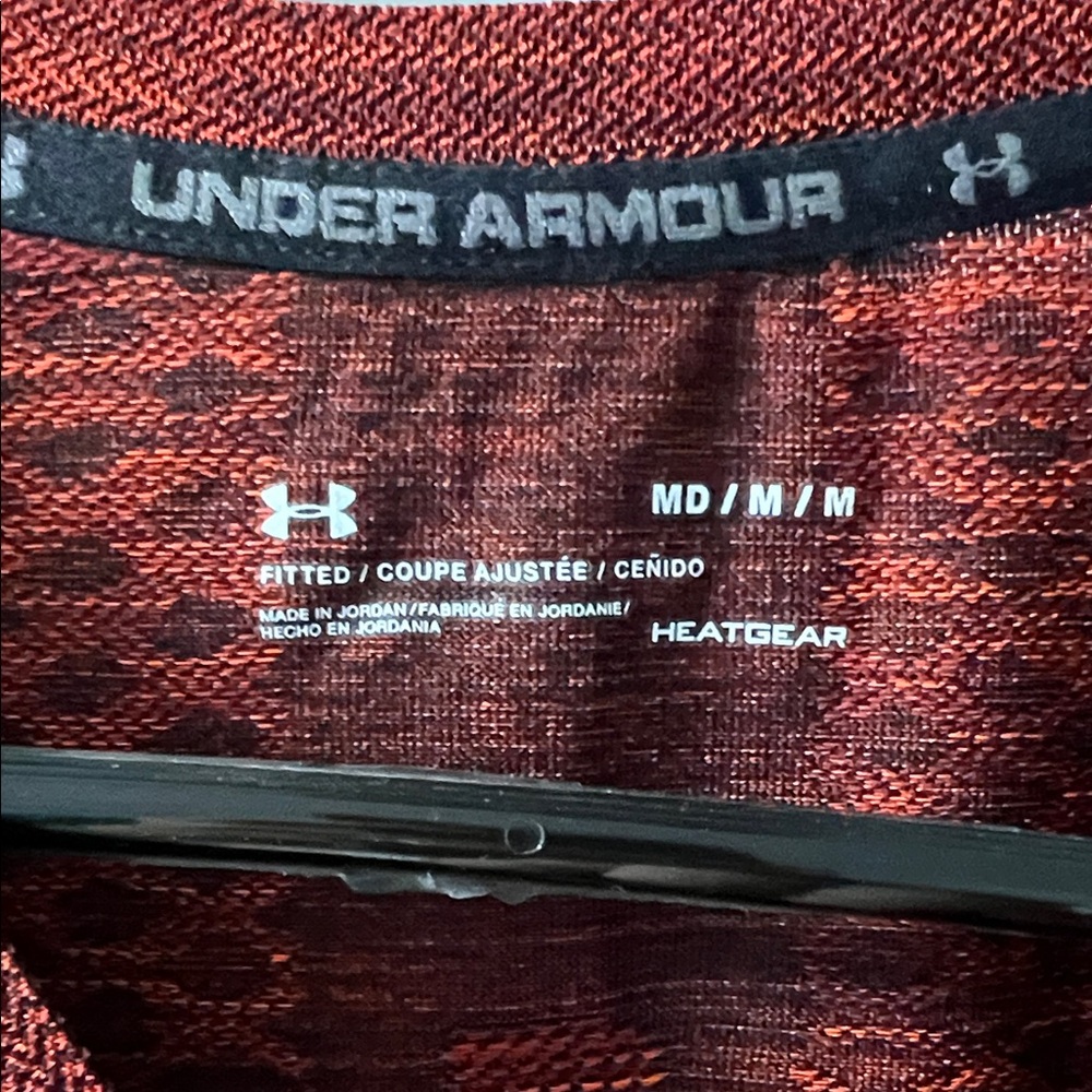 Under Armour Men's Patterned Orange/Red 3/4 Sleeve Tee - Picture 3 of 4